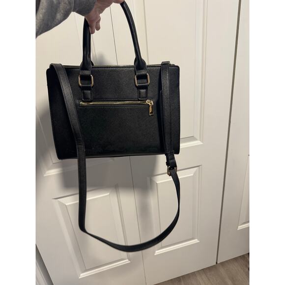 Miztique Black Leather Satchel Doctor Bag with Gold Metal Zipper - Picture 2 of 11